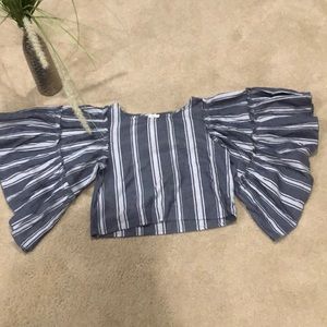 never worn hollister striped wide sleeve blouse